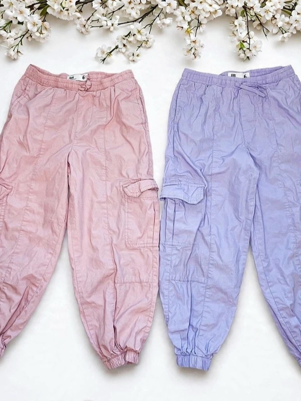 Cotton On KIDS Girls Cargo Jogger Pants Pink & Purple Size 6 Like New